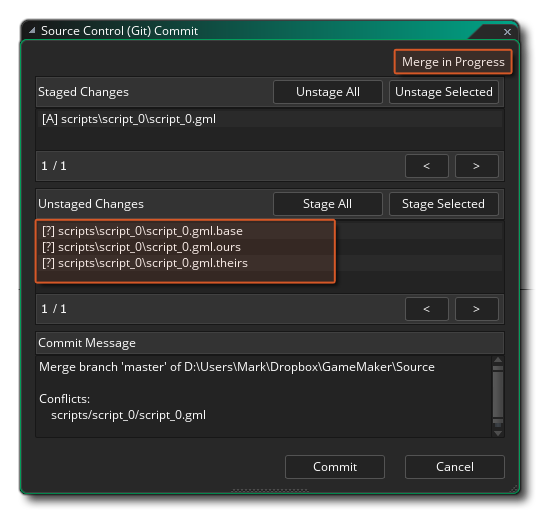 Source Control Merge In Progress